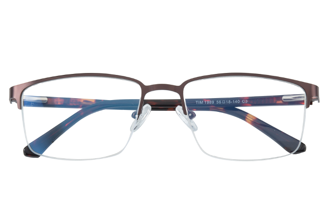 100347 Half Rim Rectangle Spring Hinge Eyeglasses 