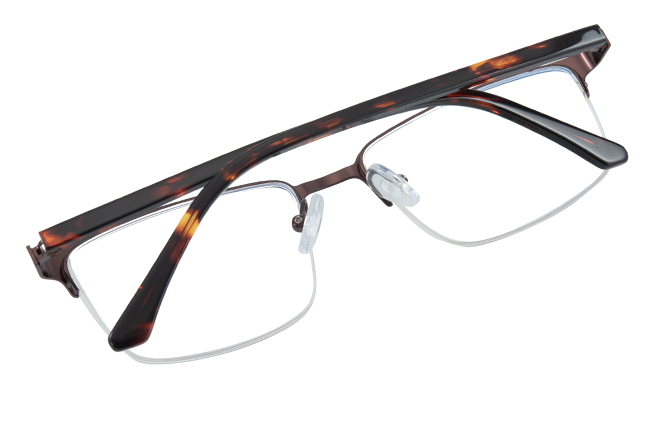 100347 Half Rim Rectangle Spring Hinge Eyeglasses 