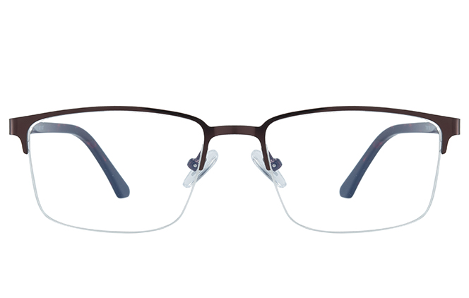 100347 Half Rim Rectangle Spring Hinge Eyeglasses 
