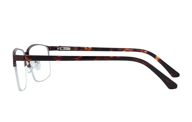 100347 Half Rim Rectangle Spring Hinge Eyeglasses 